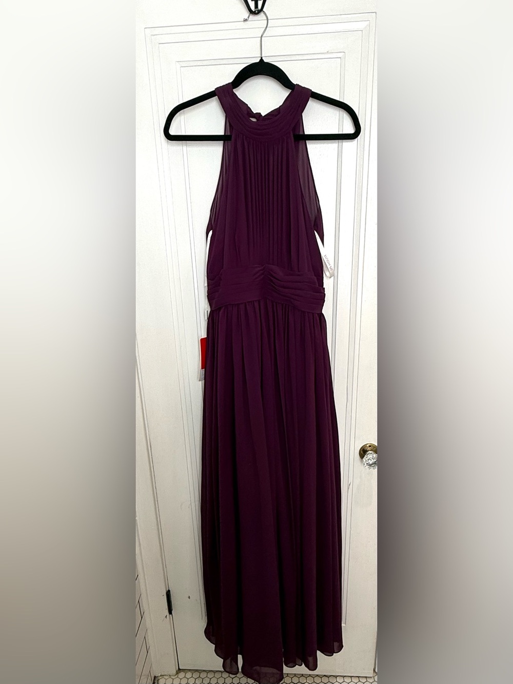 JJs House Deep Plum Halter Chiffon Maxi Dress - prom or wedding ready